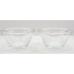 Vintage Mikasa Clear Glass Ashtrays With Etched Pattern Design Set Of 2